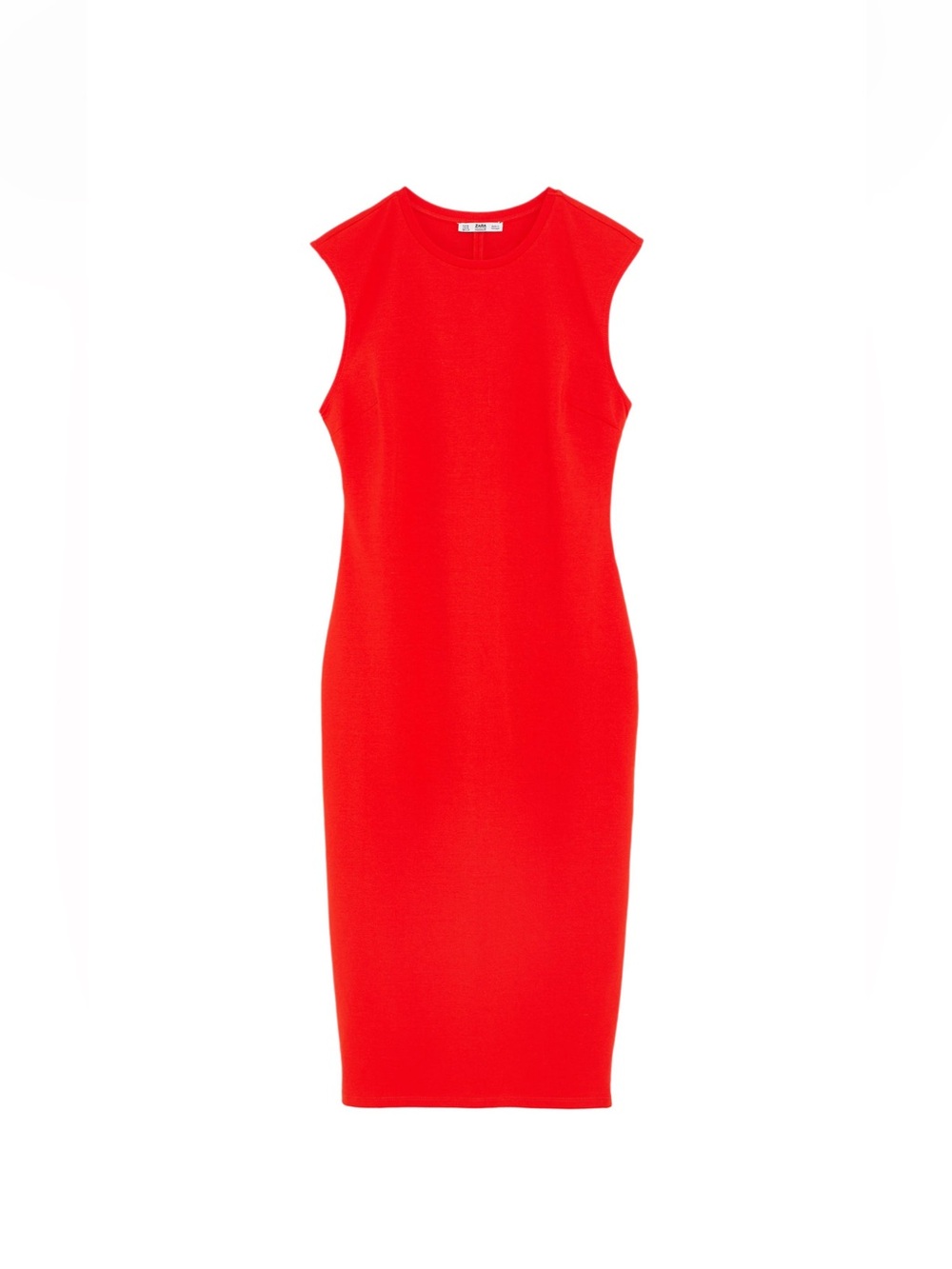 Zara Bright Red Sleeveless Midi Dress